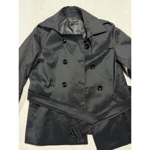 Samuel Dong Black Short Coat SZ M Coal Black Sculptural City Chic Modern Prep